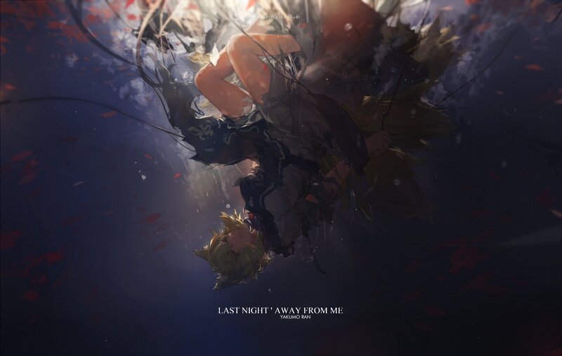 Two Characters Underwater — Blue, Dramatic, Night