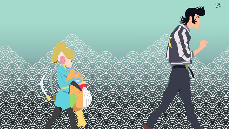 Two Characters Walking — Teal