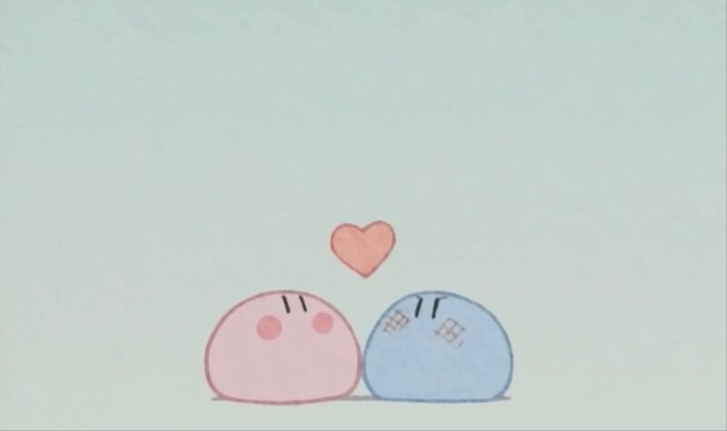 Two characters with a heart