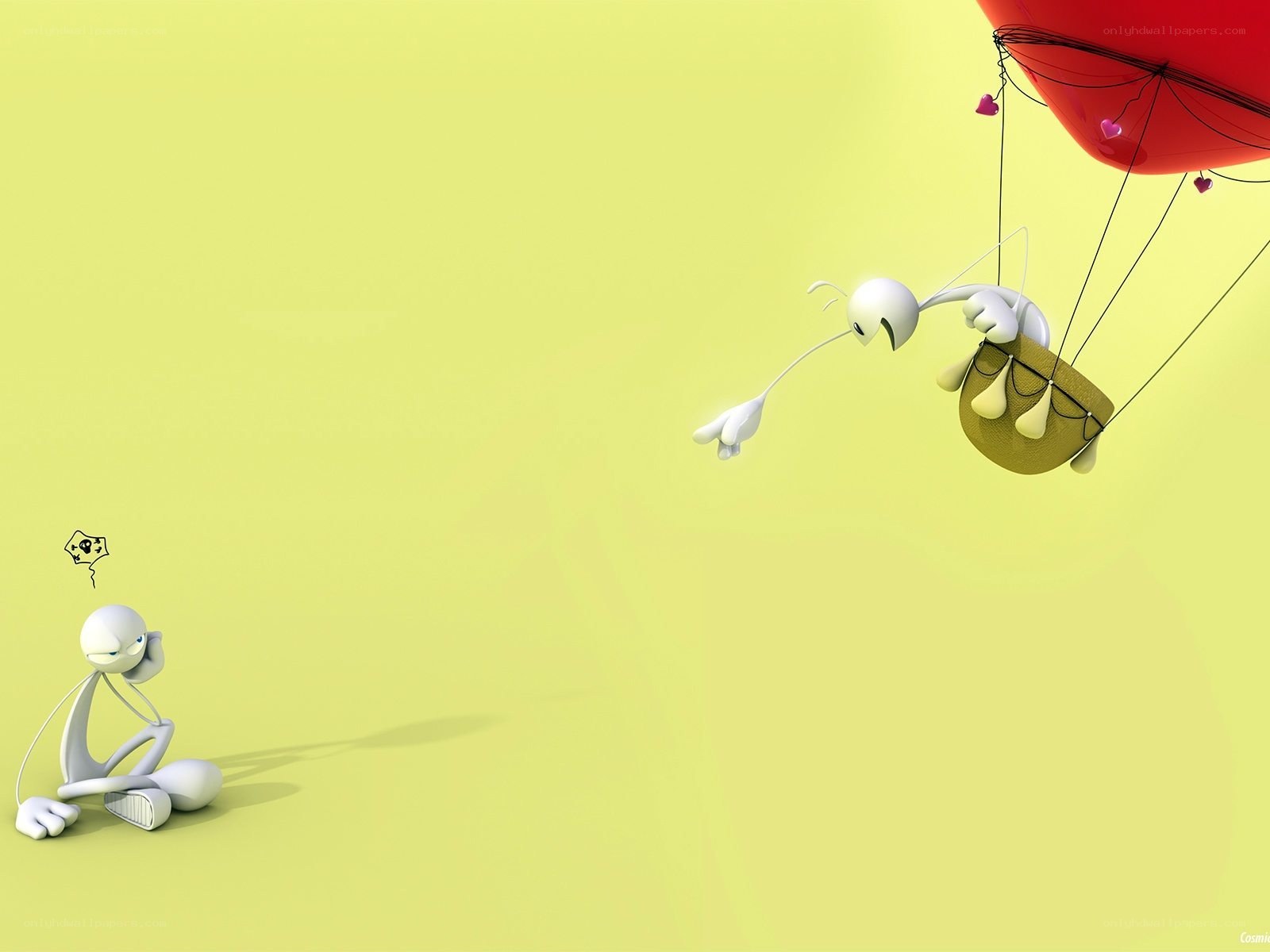 Two characters with a hot air balloon