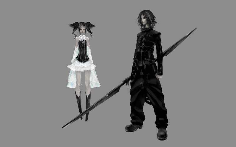 Two characters with a large sword