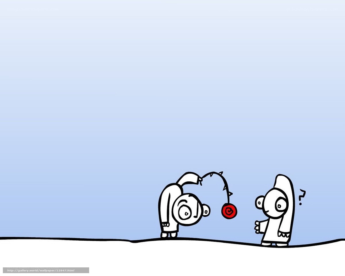Two characters with a red object