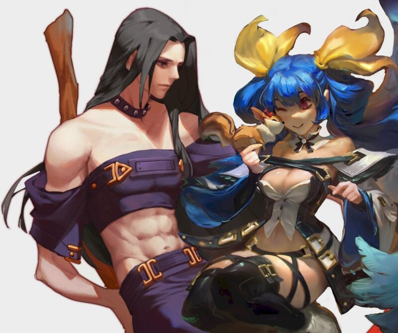 Two Characters with a Squirrel