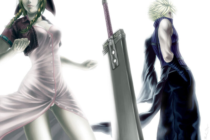 Two Characters with a Sword — White