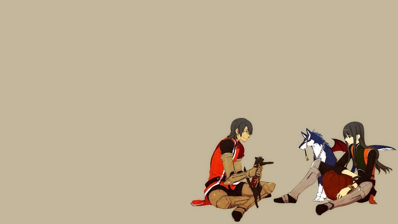 Two Characters with a Wolf