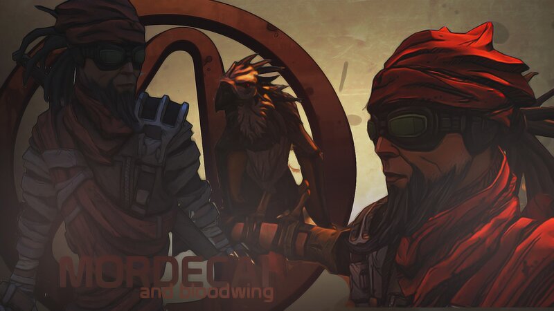 Two Characters with Bird — Red, Dramatic