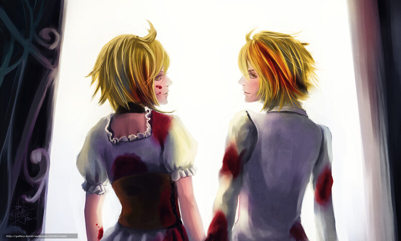 Two characters with bloodstains