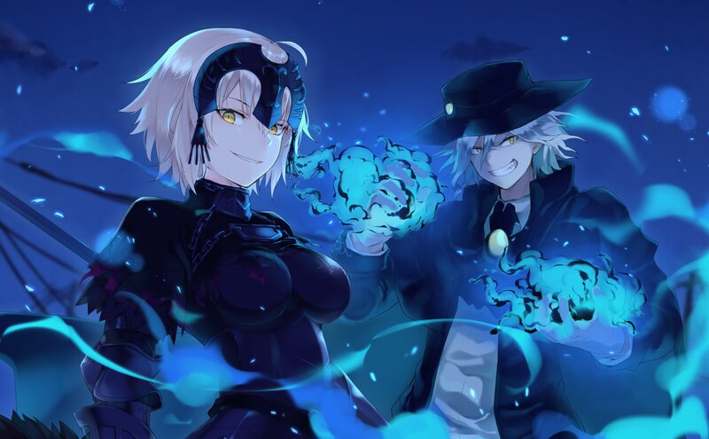 Two Characters with Blue Energy