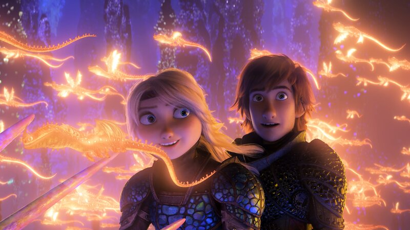 Two Characters with Dragons — Purple