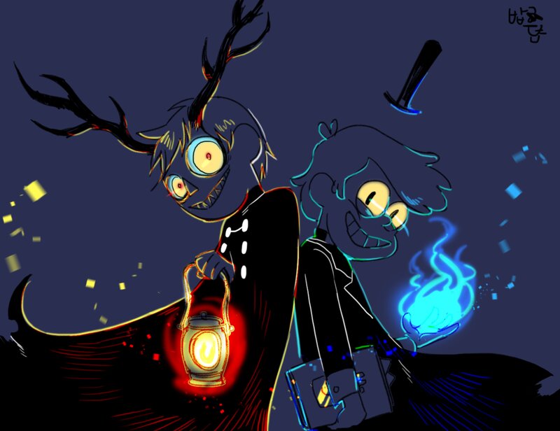 Two Characters with Glowing Eyes