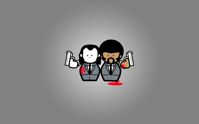 Two Characters with Guns — Gray