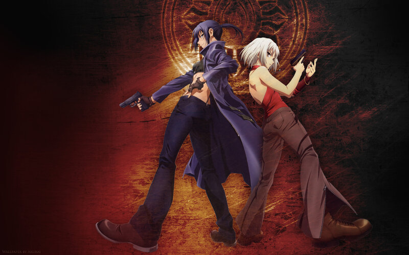 Two Characters with Guns — Red, Dramatic, Anime
