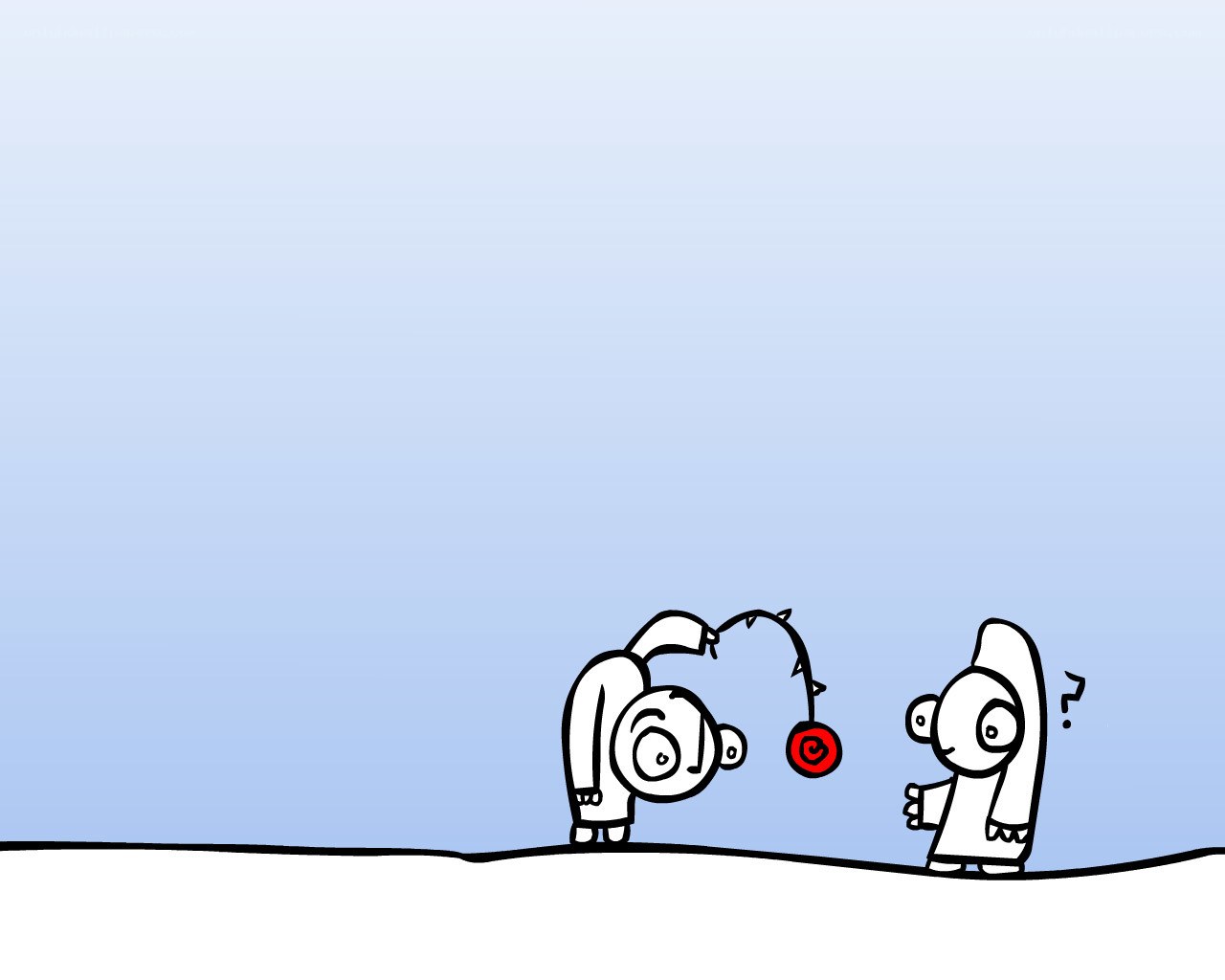 two characters with headphones