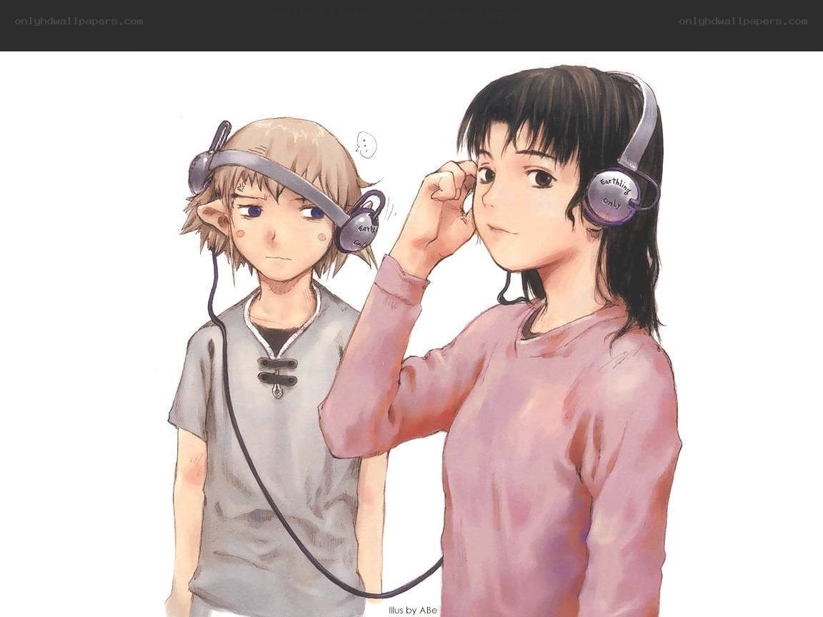 Two characters with headphones