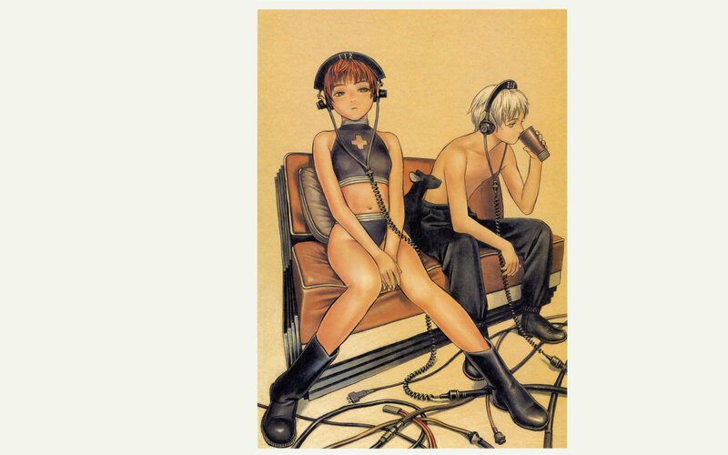 Two characters with headphones