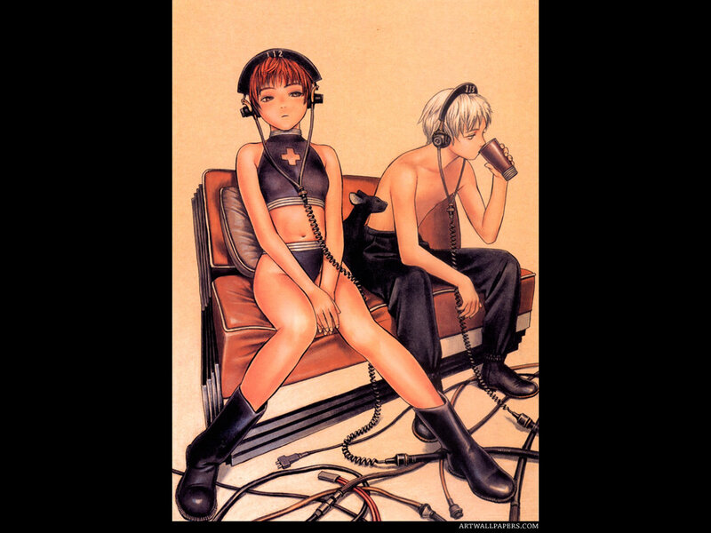 Two characters with headphones