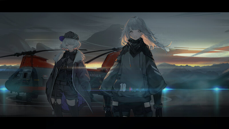 Two Characters with Helicopter