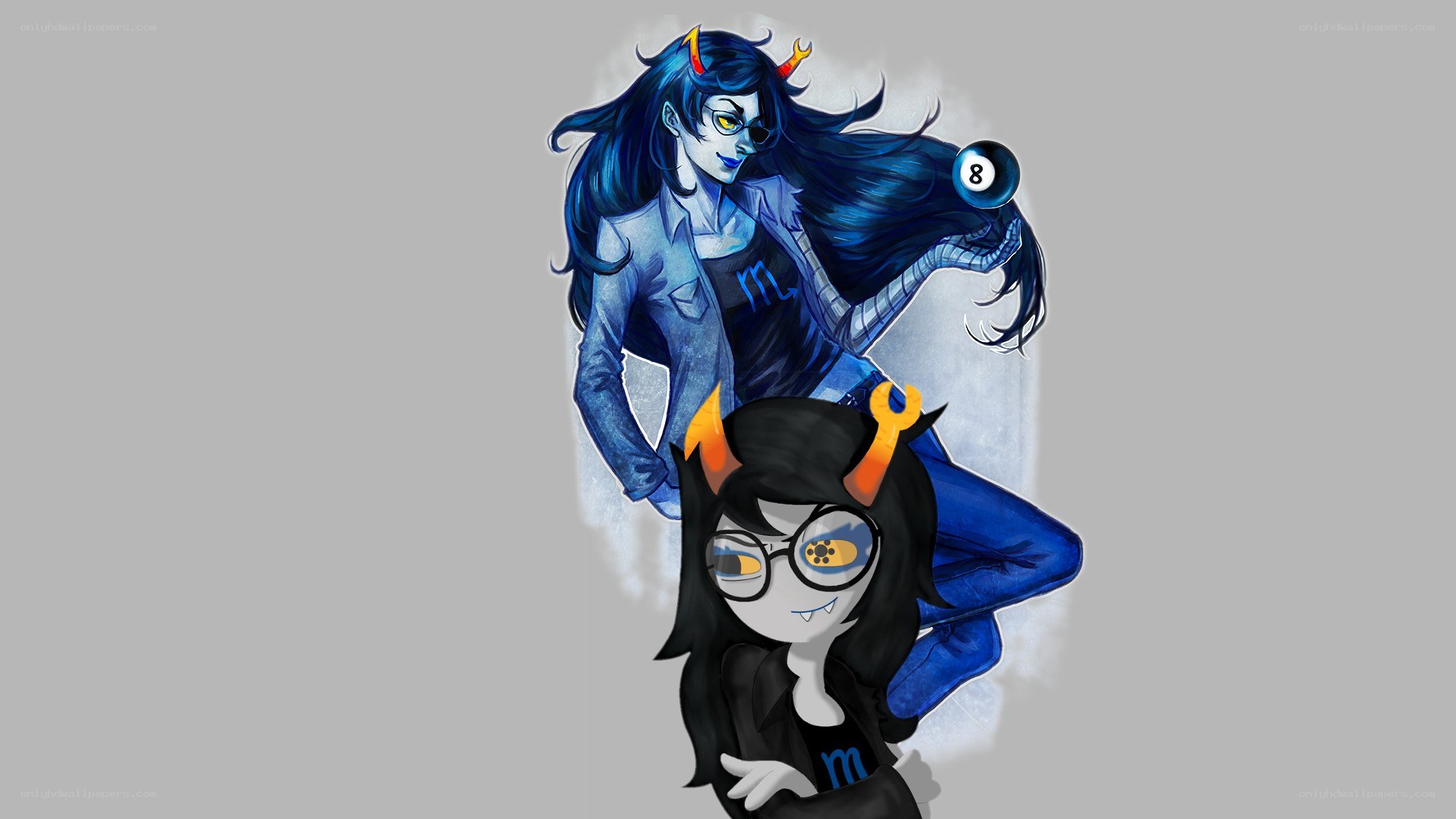 two characters with horns and glasses