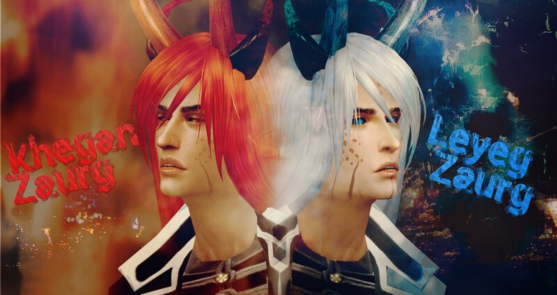 Two Characters with Horns — Red
