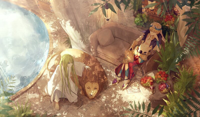 Two Characters with Lion