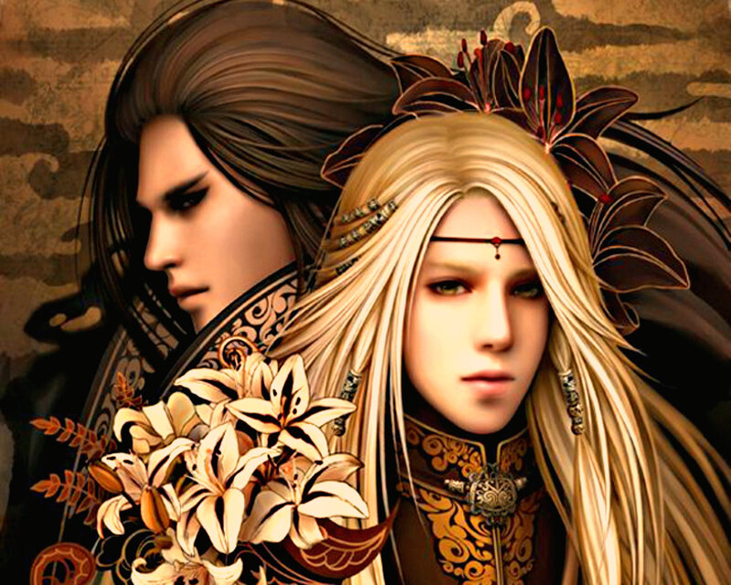 Two Characters with Long Hair