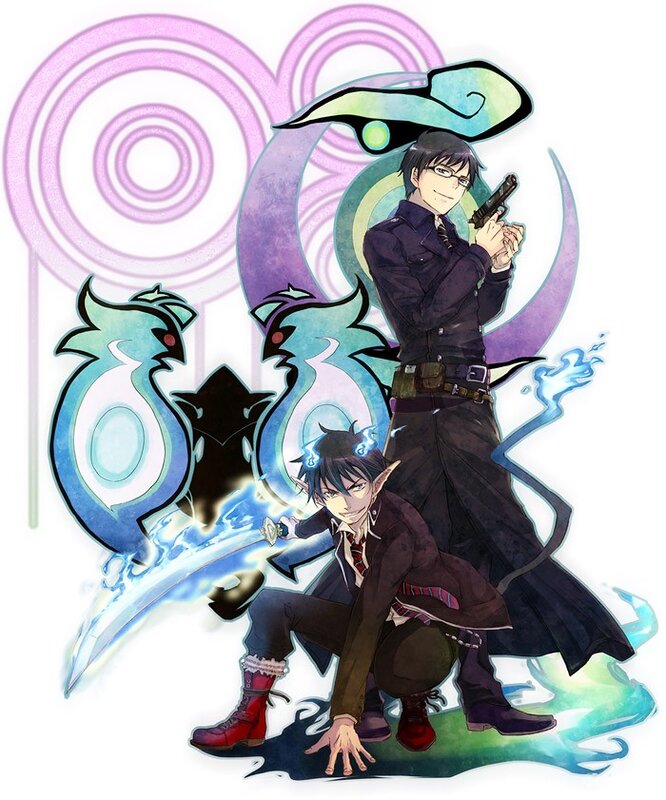 Two characters with magical weapons