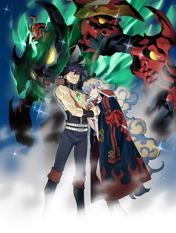Two Characters with Monsters — Blue