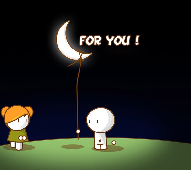 Two Characters with Moon Balloon — Green