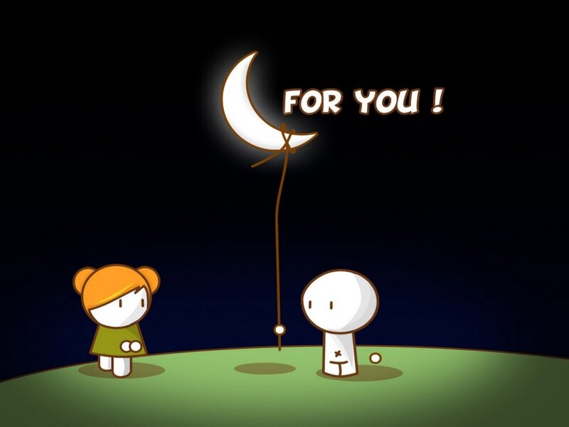 Two Characters with Moon Balloon