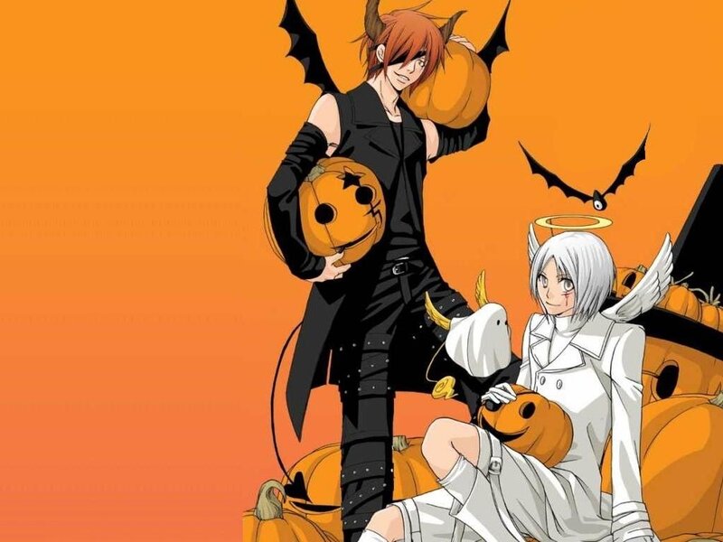 Two Characters with Pumpkins — Orange