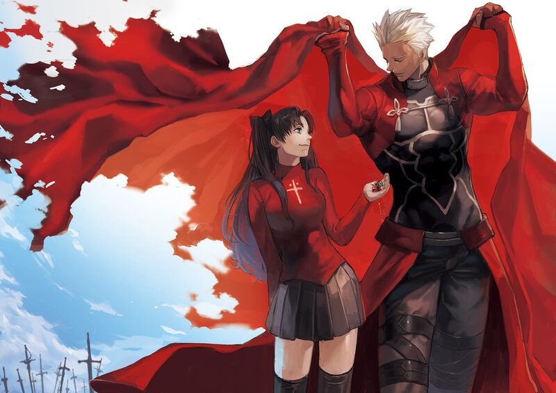 Two Characters with Red Cape