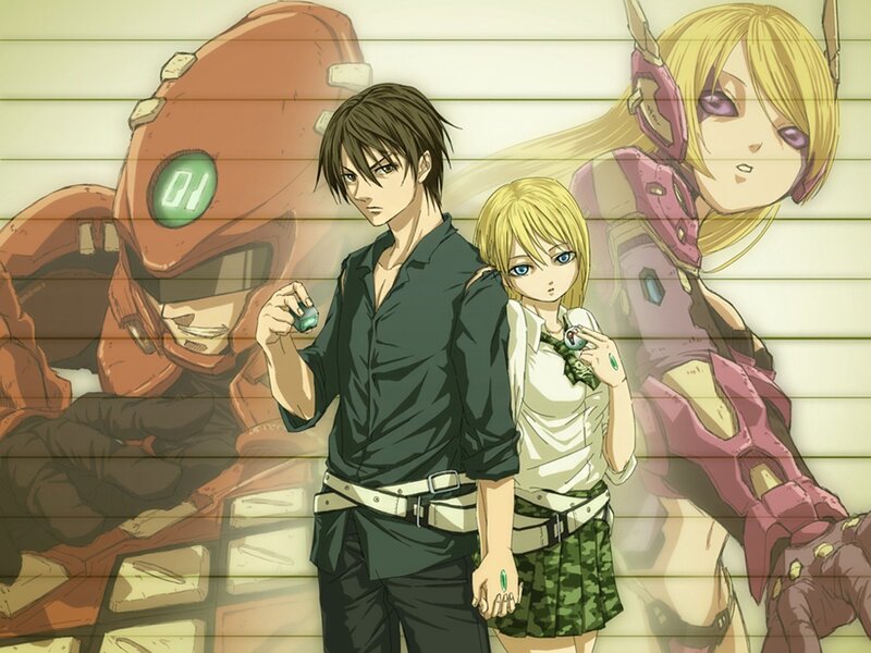 Two Characters with Robots