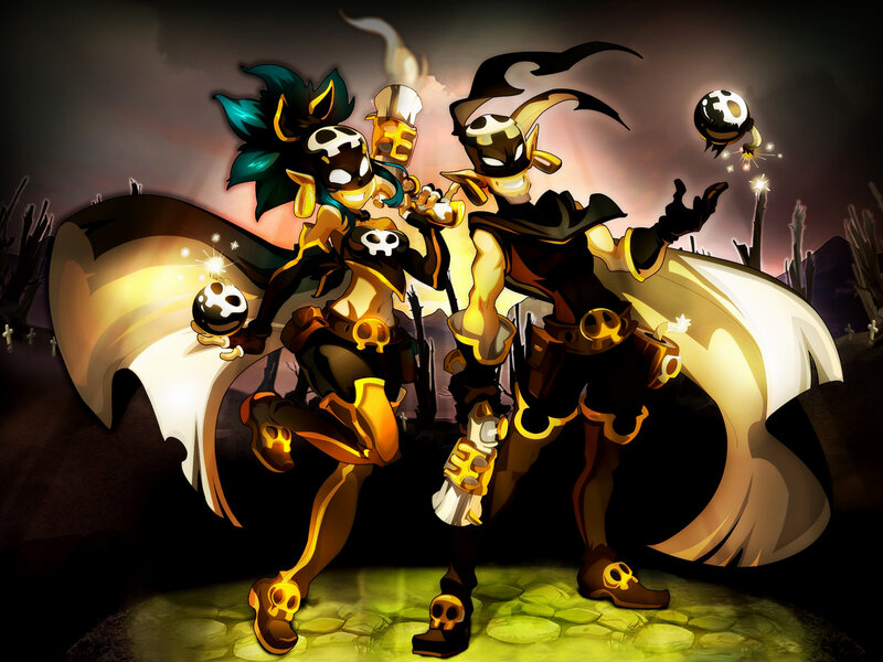Two Characters with Skull Motifs