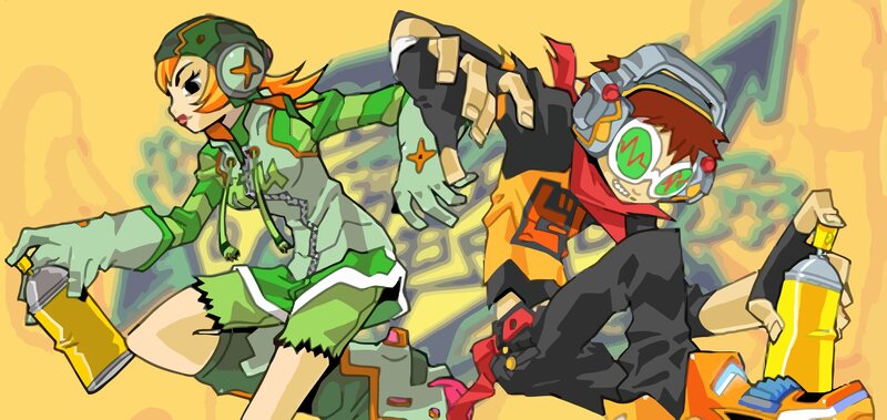 two characters with spray cans