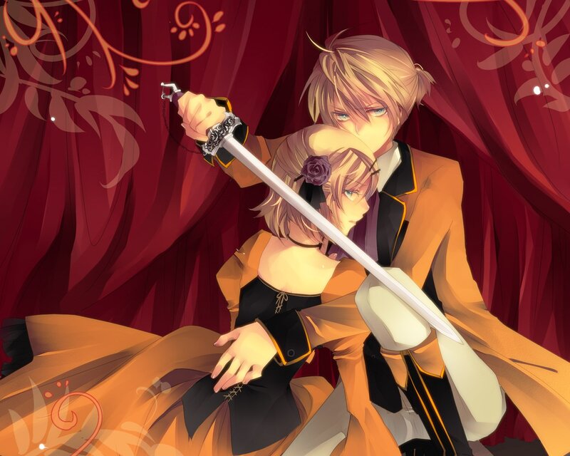 Two Characters with Sword — Red