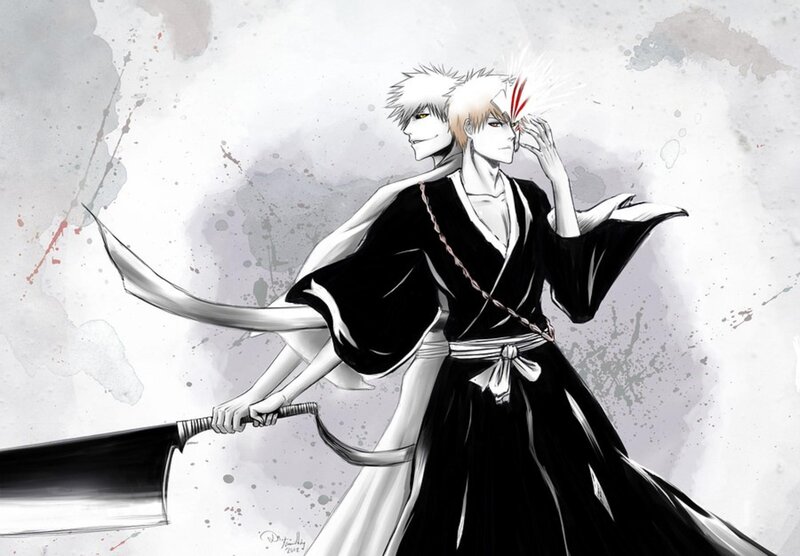 Two Characters with Swords — Black, Dramatic