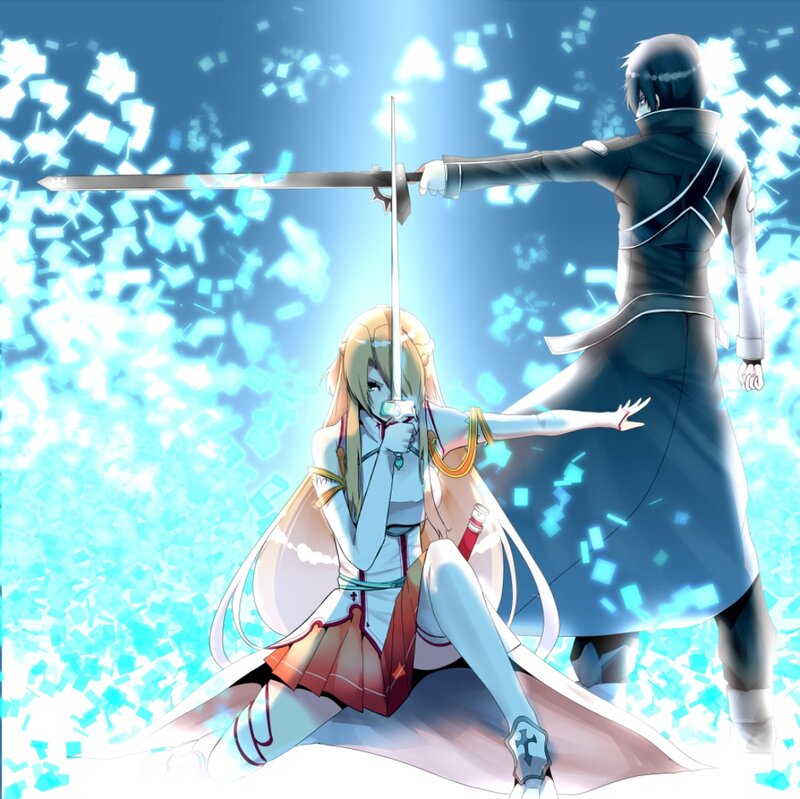 Two Characters with Swords — Blue, Dramatic, Anime, Light Effects