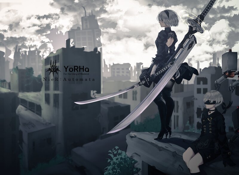 Two Characters with Swords — Gray