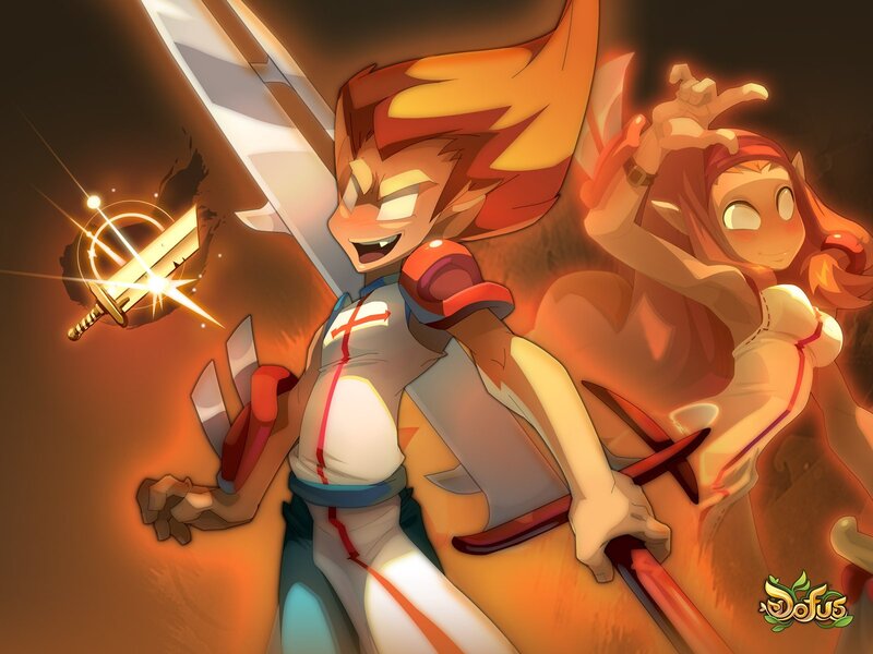 Two Characters with Swords — Orange, Dramatic