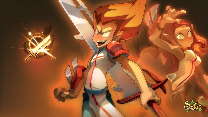 Two Characters with Swords — Orange
