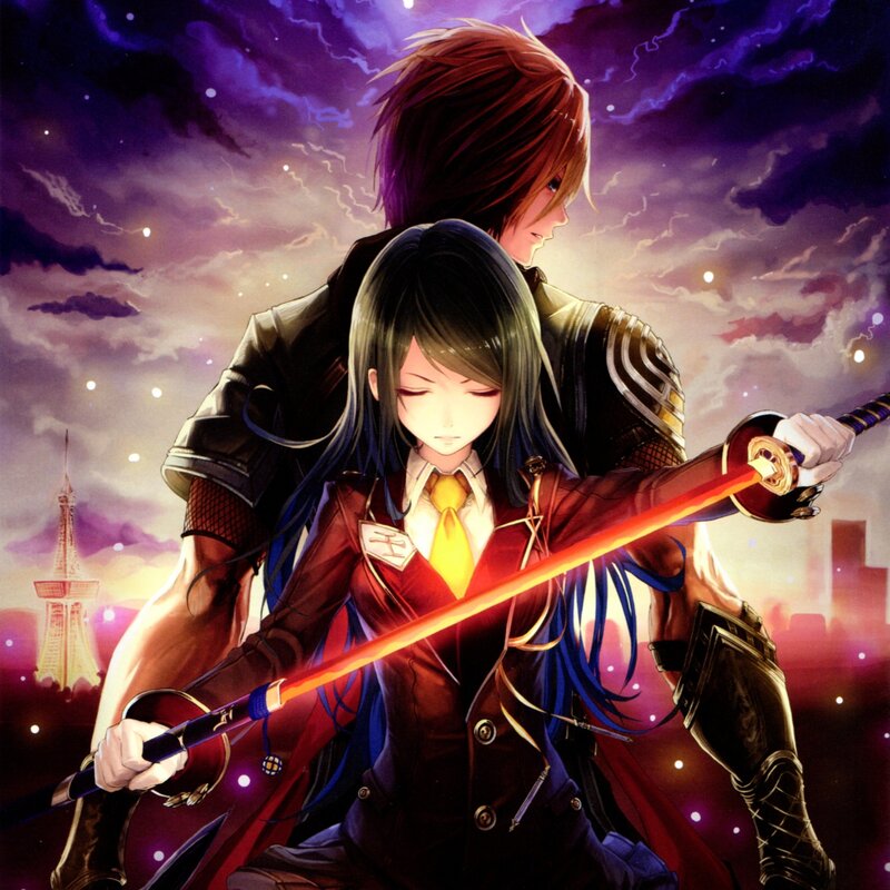 Two Characters with Swords — Purple, Dramatic