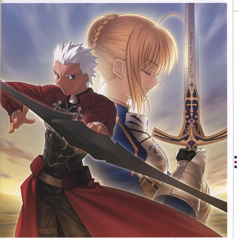 Two Characters with Swords — Red, Dramatic, Sunset, Anime