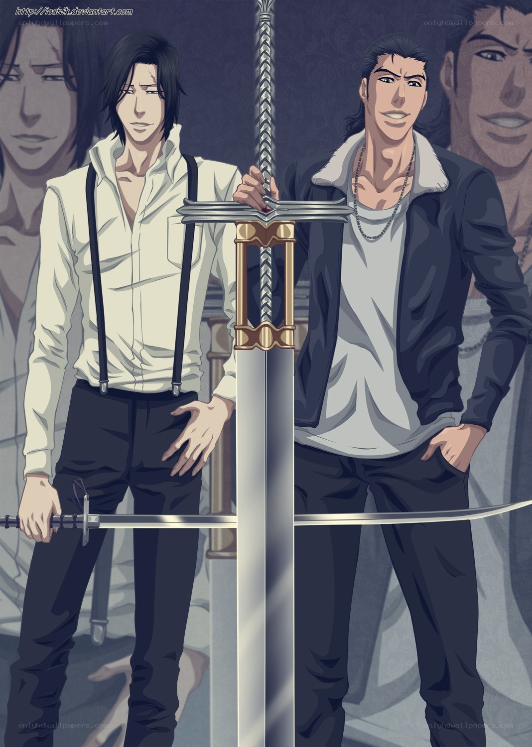 Two characters with swords