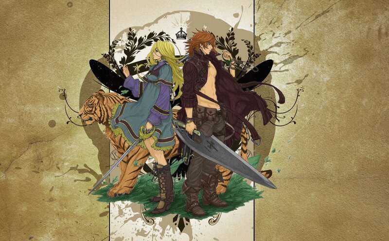 Two Characters with Tiger