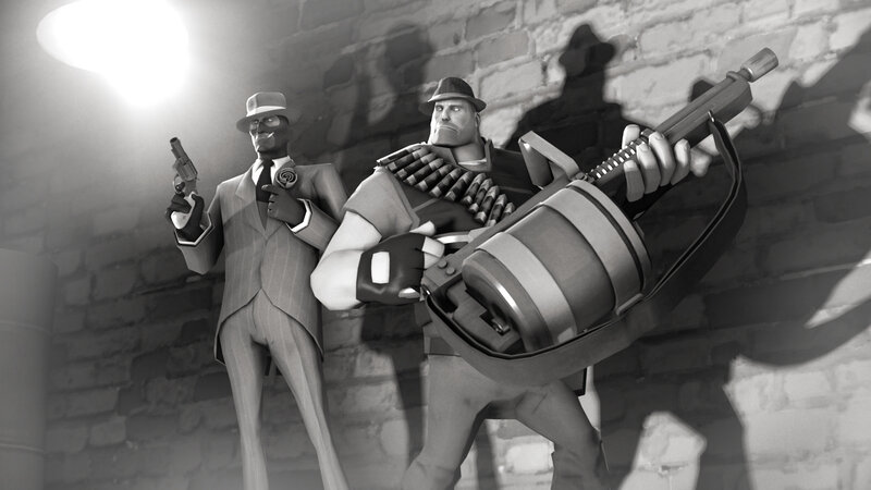 Two Characters with Weapons — Black, Dramatic, 3d Render