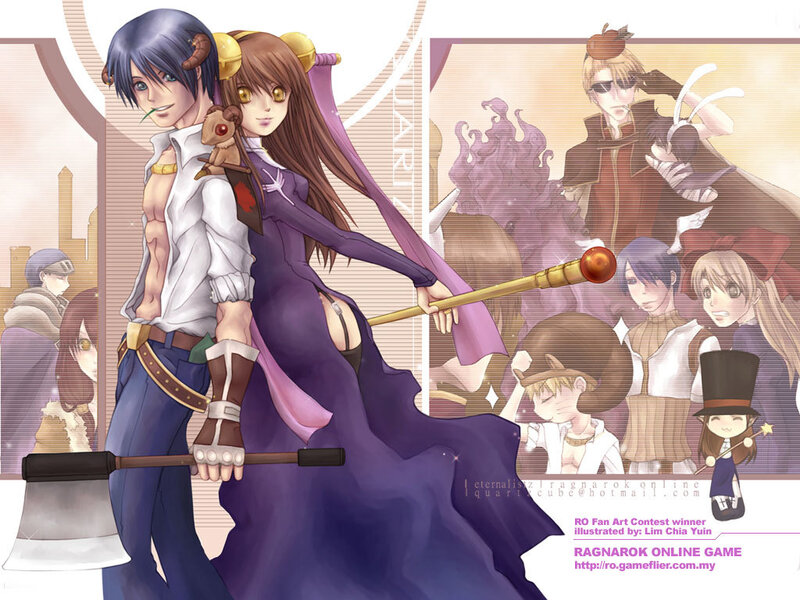 Two Characters with Weapons — Purple, Dramatic