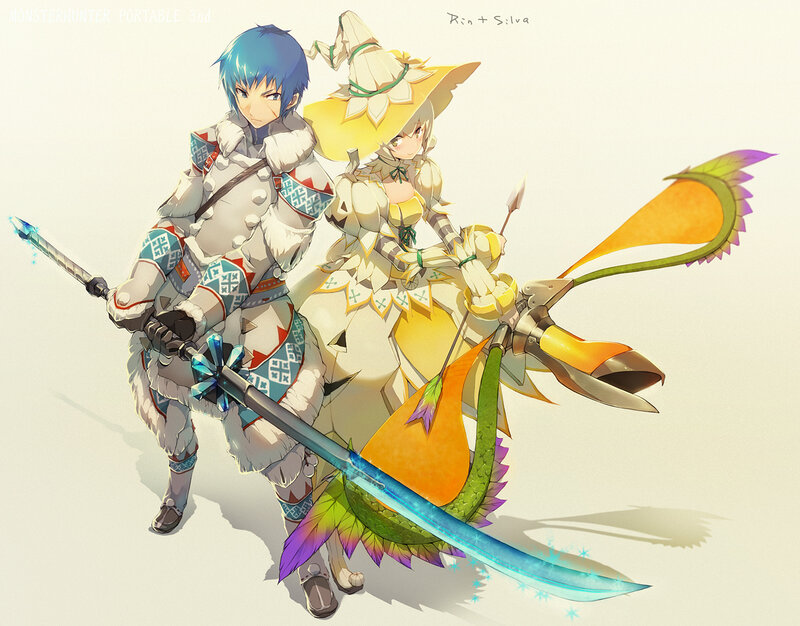 Two Characters with Weapons — White