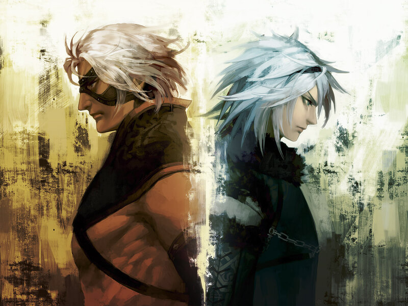 Two Characters with White Hair — Yellow
