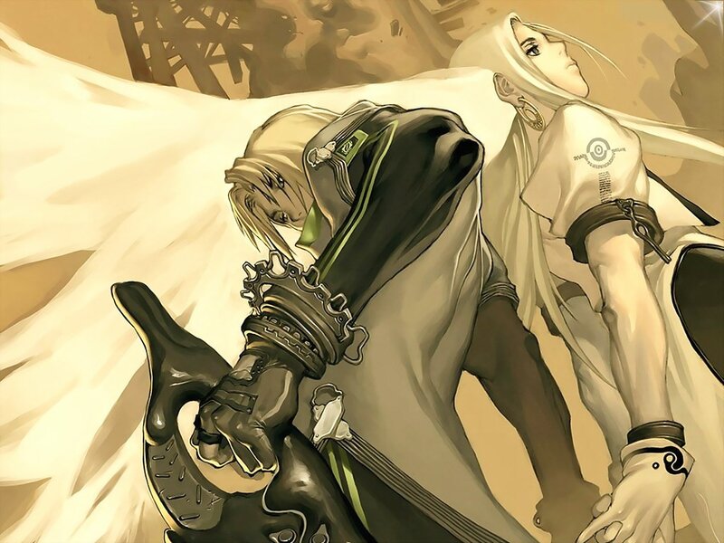 Two characters with white wings