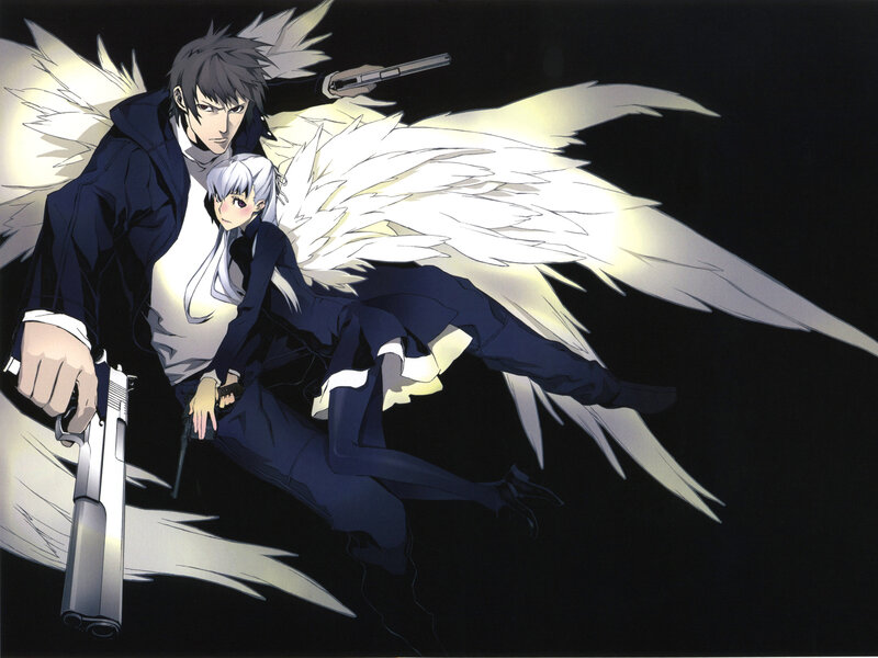 Two Characters with Wings — Black, Dramatic, Night